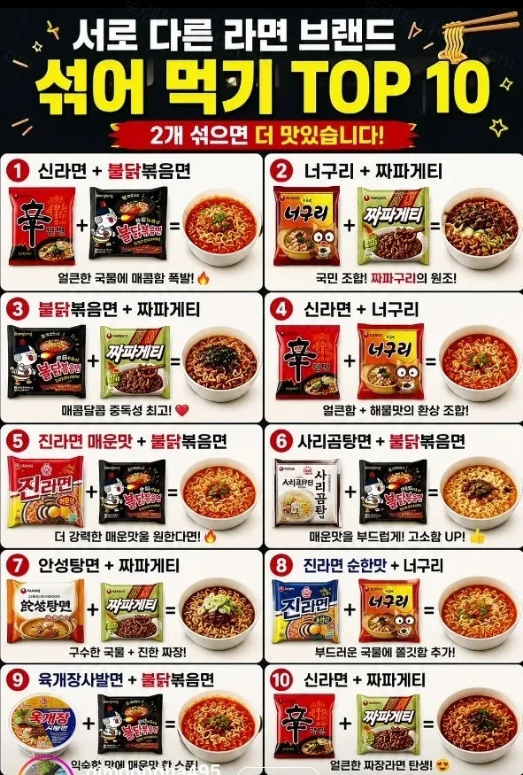 서로 다른 라면 브랜드 섞어 먹기 TOP 10.webp